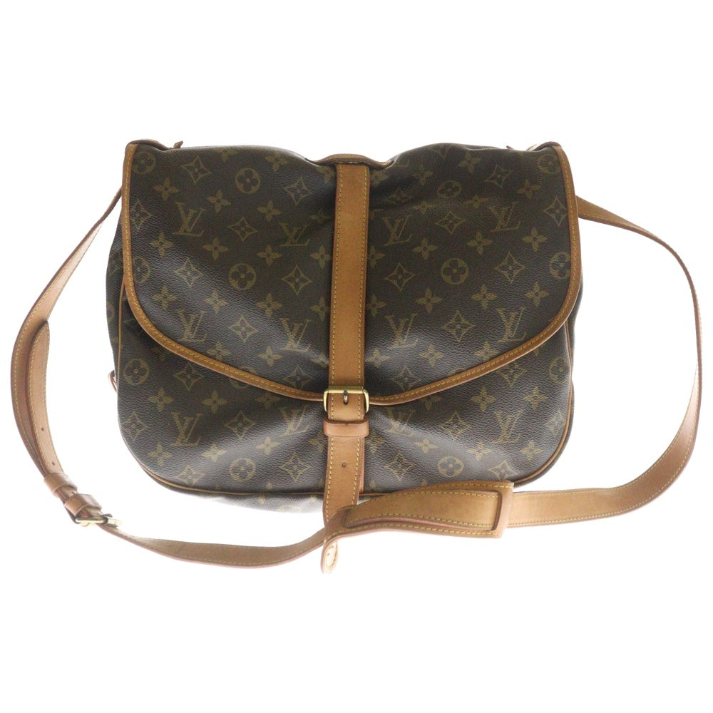 LOUIS VUITTON(ルイヴィトン) モノグラム ソミュール35 ショルダーバッグ ブラウン ゴールド金具 レザー×PVC M42254