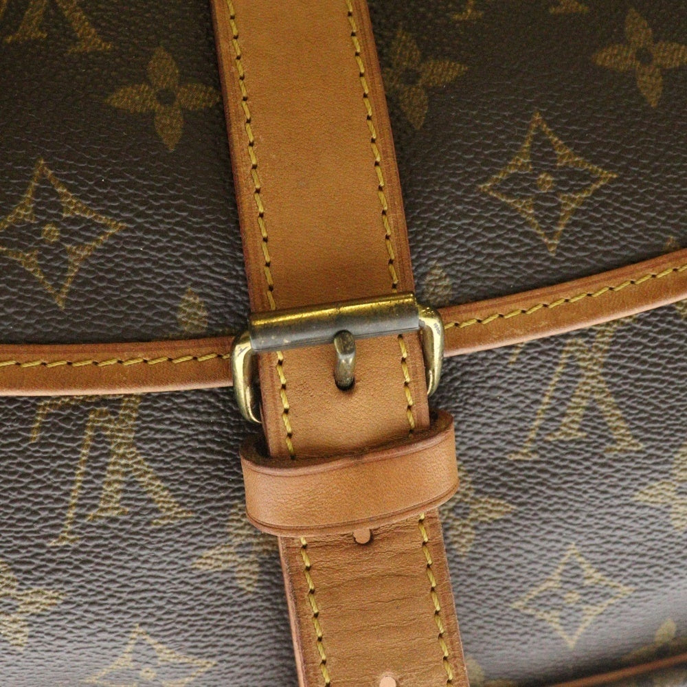 LOUIS VUITTON(ルイヴィトン) モノグラム ソミュール35 ショルダーバッグ ブラウン ゴールド金具 レザー×PVC M42254