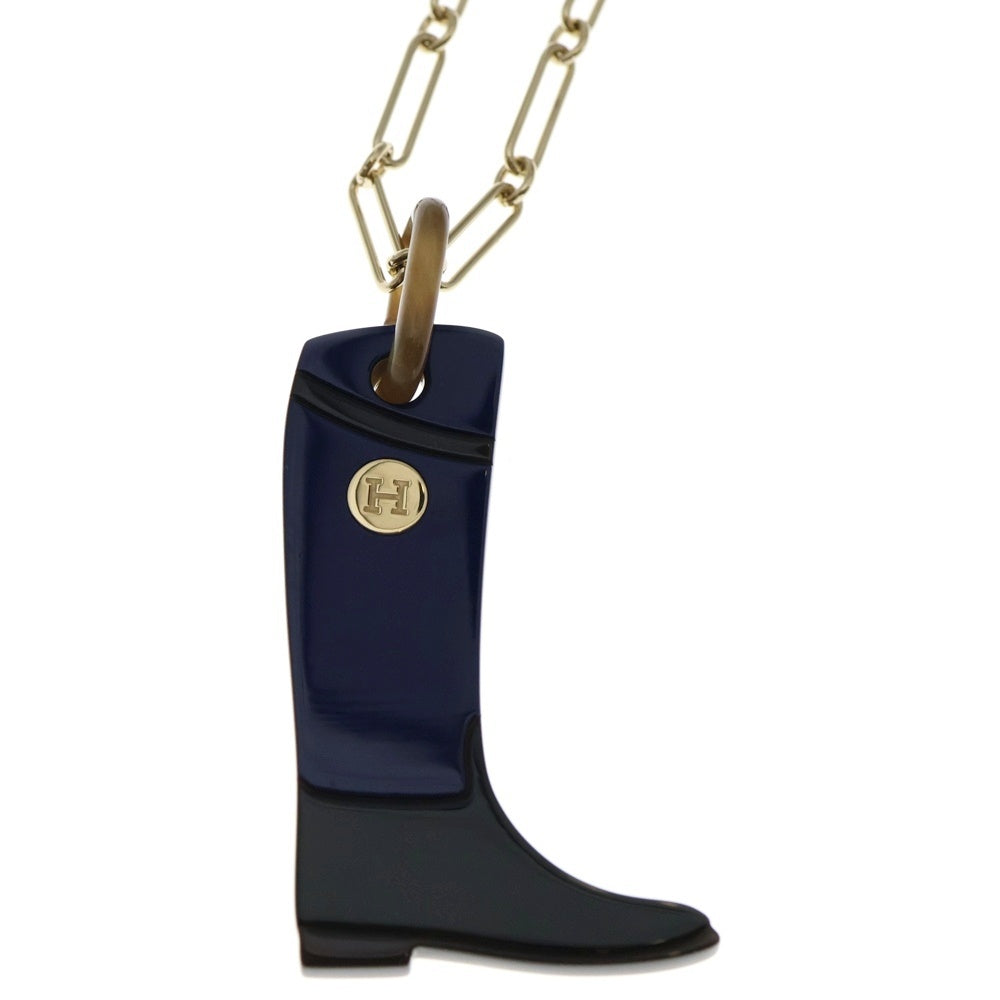 HERMES(エルメス) バッファローホーン ブーツモチーフ ネックレス ゴールド ブルー ペンダント