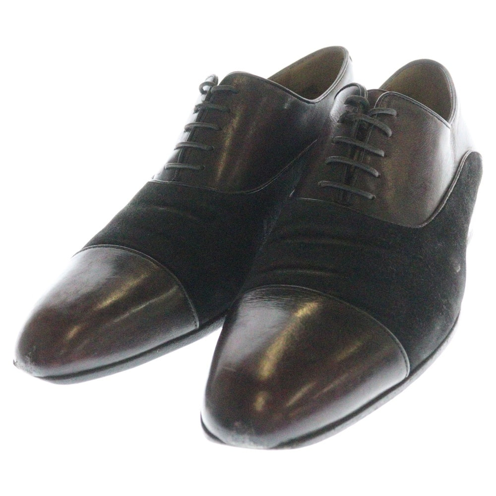 Berluti(ベルルッティ) キャップトゥ スウェード切り替え レザー オックスフォード ストレートチップ ドレスシューズ バーガンディー/ブラック