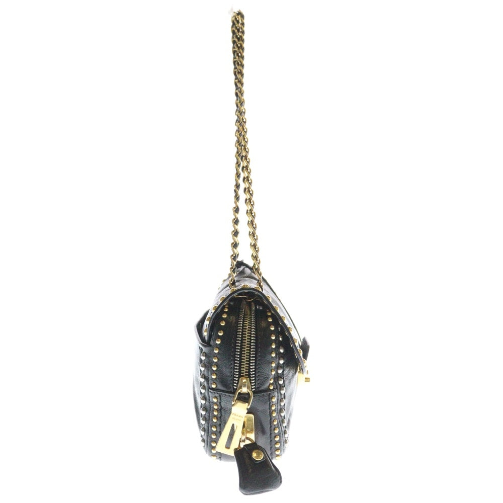 PRADA(プラダ) スタッズ チェーンショルダーバッグ ブラック レザー BR4588