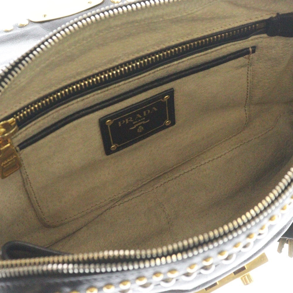 PRADA(プラダ) スタッズ チェーンショルダーバッグ ブラック レザー BR4588