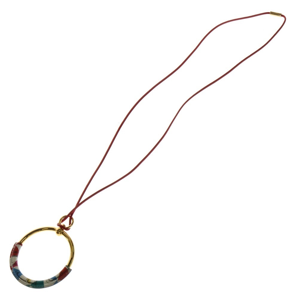 HERMES(エルメス) ループ グラン ネックレス デッラ カヴァッレリア ペンダント ゴールド GP レザー
