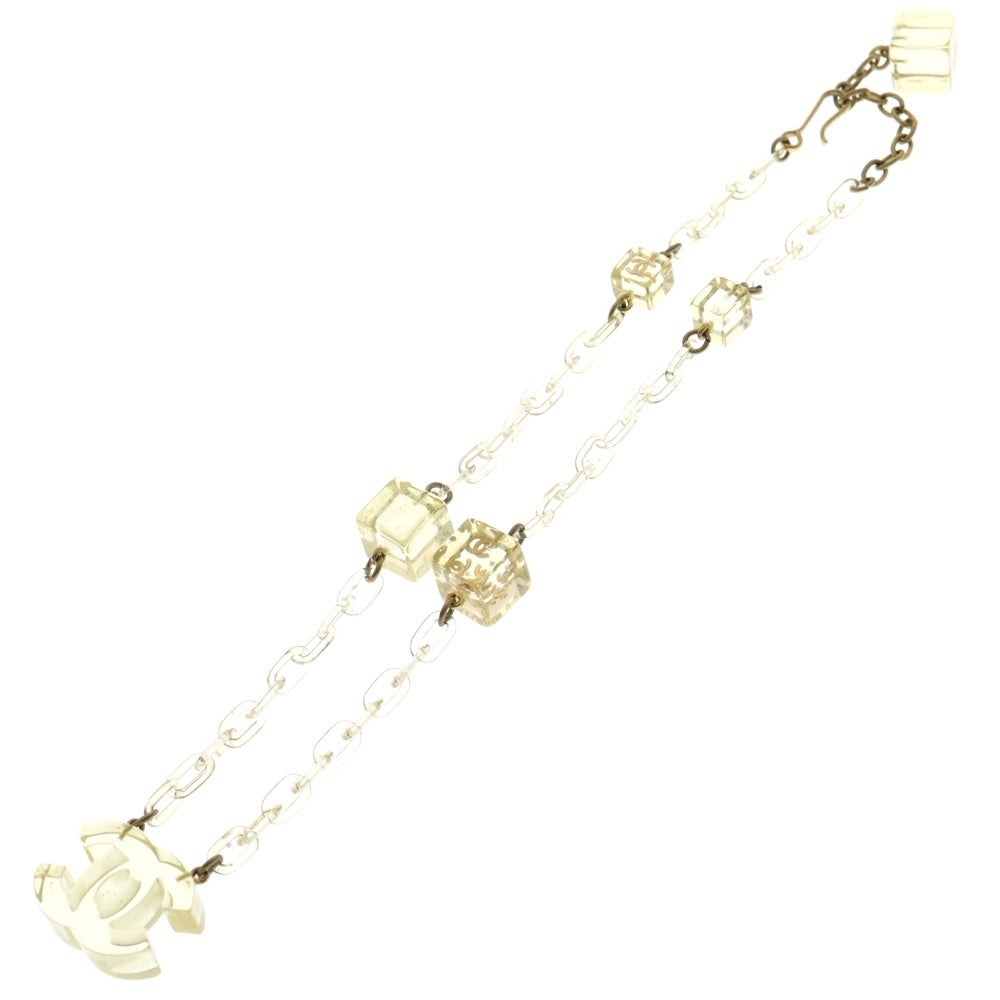 CHANEL(シャネル) ココマーク キューブ ネックレス チョーカー アイボリー ゴールド金具 01P