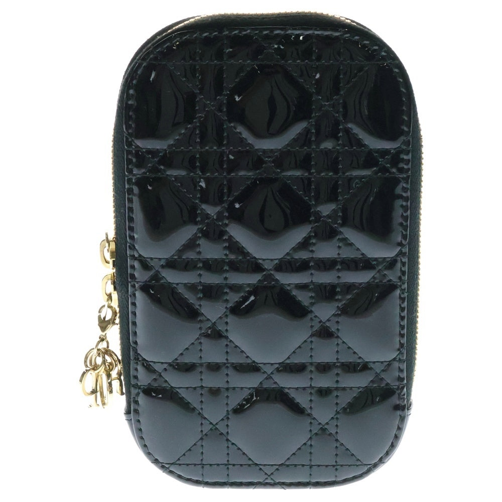 Christian Dior(クリスチャンディオール) レディディオール チェーンフォンケース フォンショルダーバッグ ブラック ゴールド金具 パテント