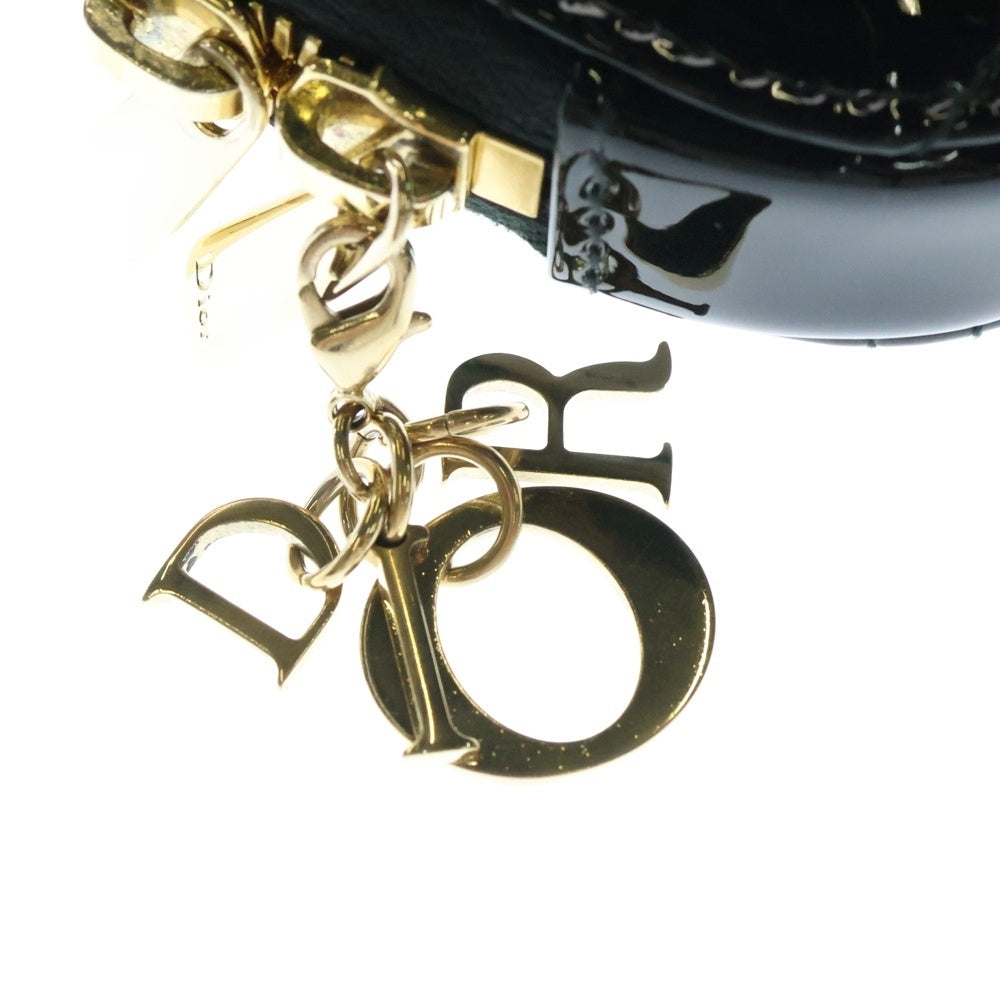 Christian Dior(クリスチャンディオール) レディディオール チェーンフォンケース フォンショルダーバッグ ブラック ゴールド金具 パテント