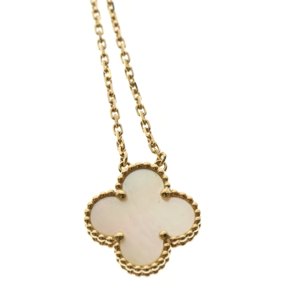 Van Cleef & Arpels(ヴァンクリーフアンドアーペル) ヴィンテージアルハンブラ マザーオブパール チェーンネックレス Au750YG イエローゴールド レディース