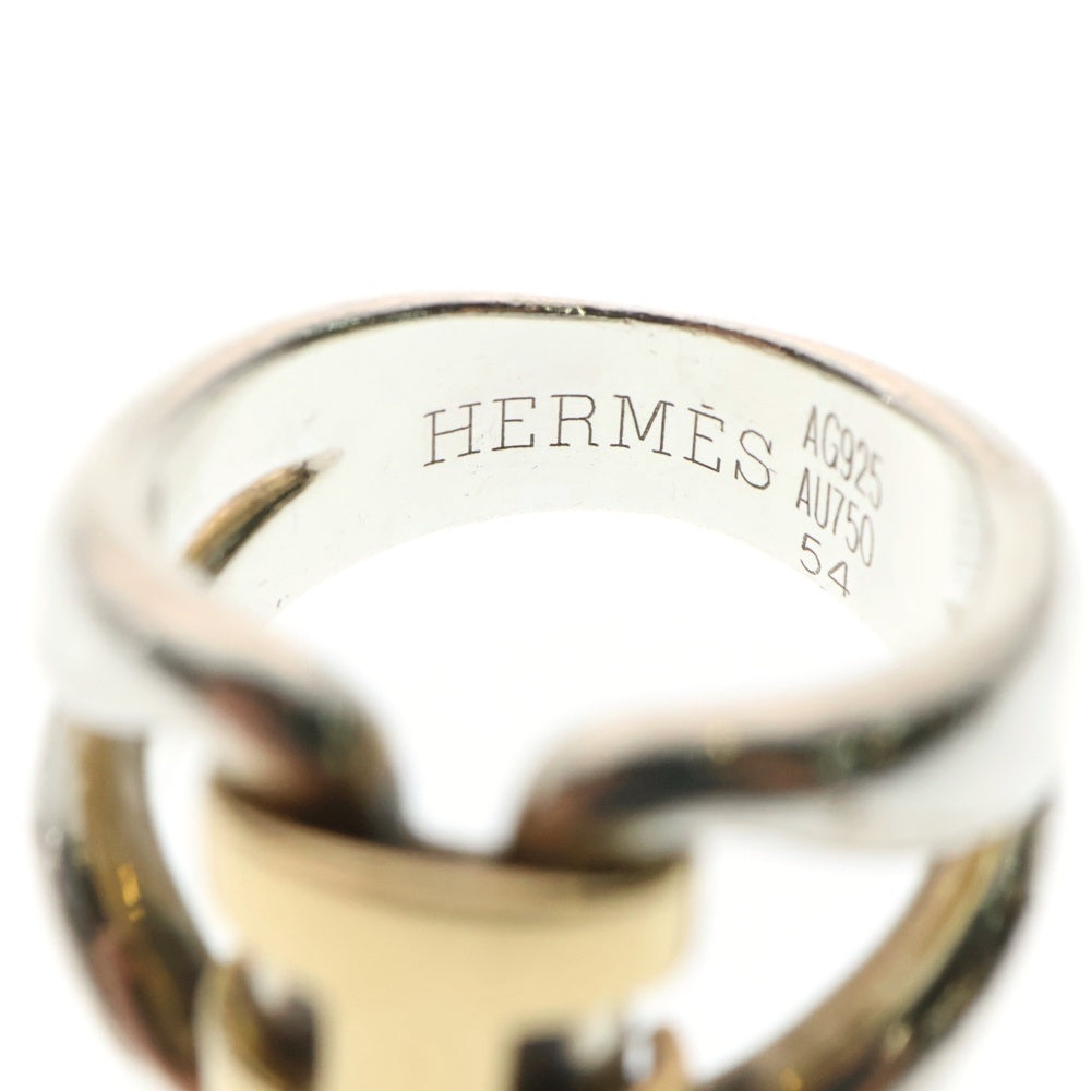 HERMES(エルメス) ロゴモチーフ ヴィンテージ ヒストリーリング 指輪 シルバー/ゴールド