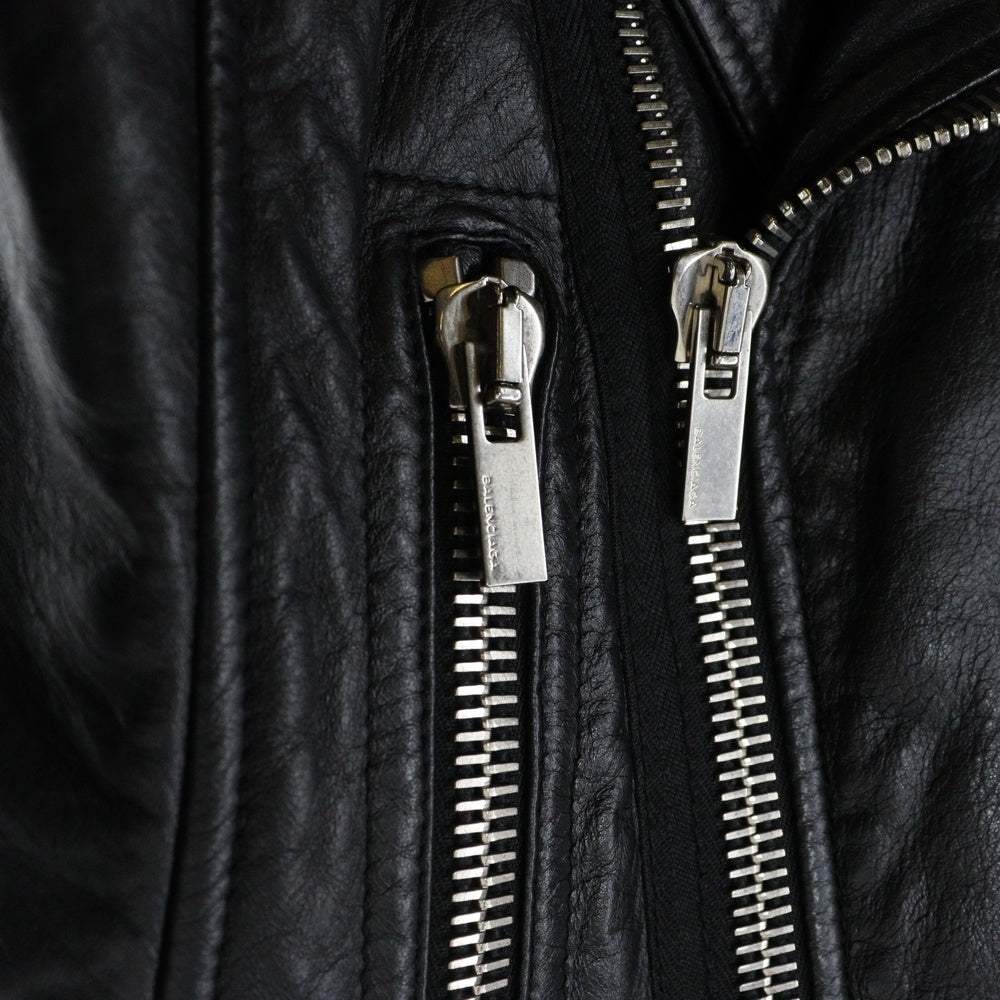 BALENCIAGA(バレンシアガ) ラムスキン レザー ダブル ライダースジャケット ブラック レディース 374639