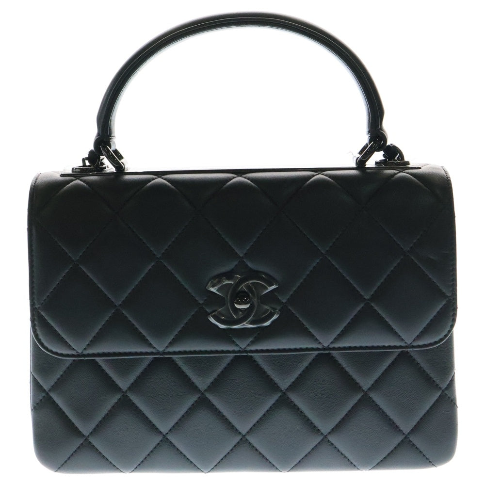 CHANEL(シャネル) トレンディCC トップハンドルXS ブラック ラムスキン ブラック金具 チェーン ショルダーバッグ A92236