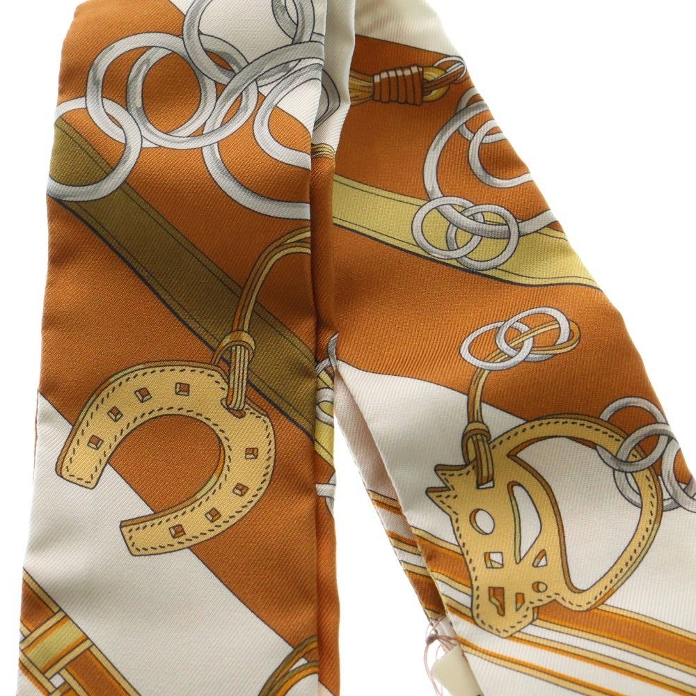 HERMES(エルメス) ツイリー チャームロゴ スカーフ オレンジ シルク