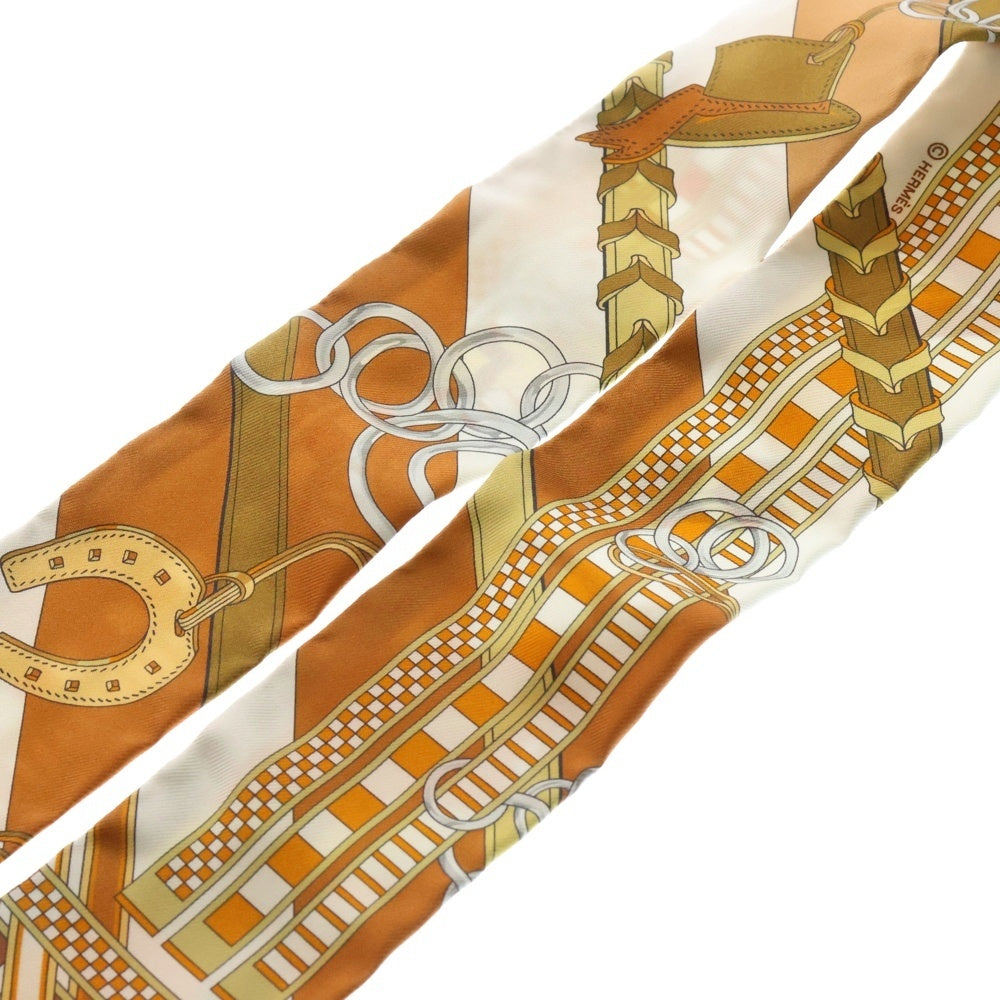 HERMES(エルメス) ツイリー チャームロゴ スカーフ オレンジ シルク
