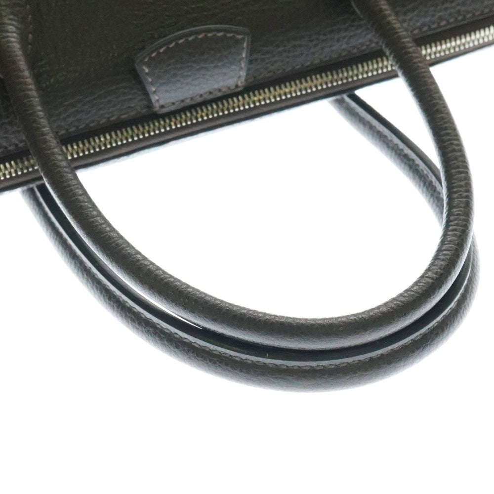 HERMES(エルメス) パリボンベイ27 ヴァッシュリエジェ ハンドバッグ ミニバッグ ブラウン レザー シルバー金具 □J