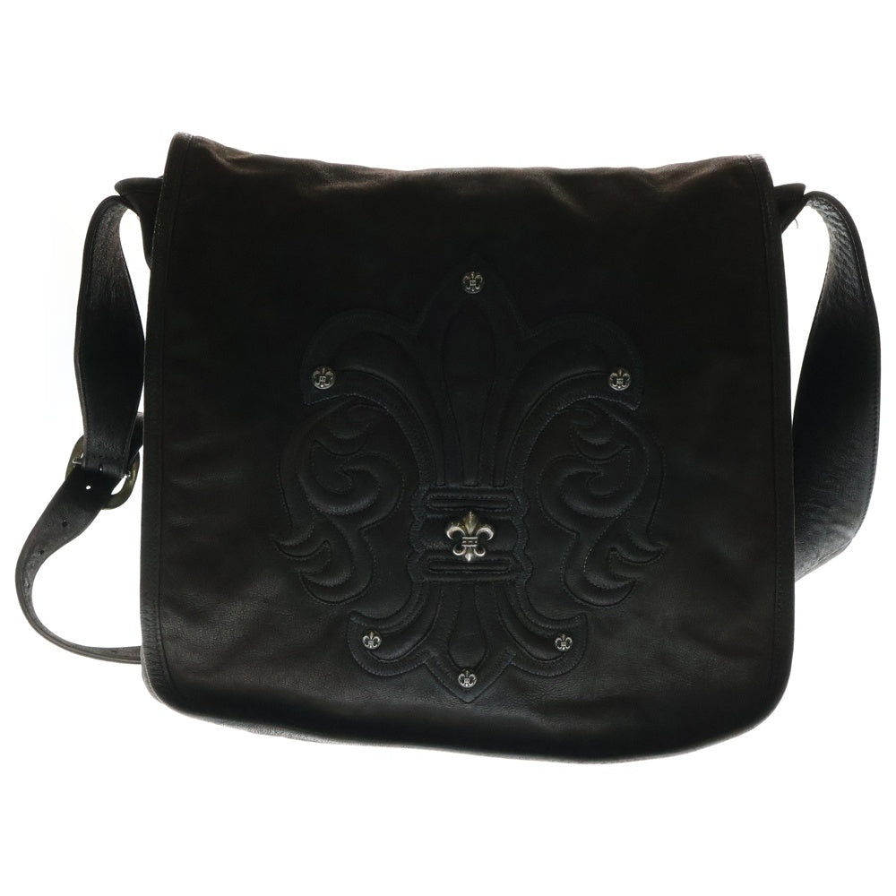 CHROME HEARTS(クロムハーツ) BAG MAIL BS FLUER メールバッグ BSフレア装飾レザーショルダーバッグ メッセンジャーバッグ ブラウン