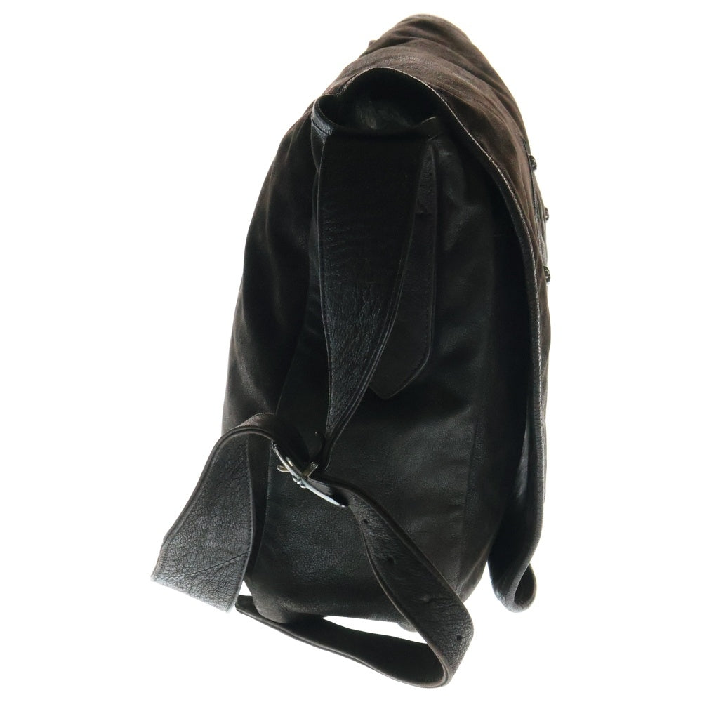 CHROME HEARTS(クロムハーツ) BAG MAIL BS FLUER メールバッグ BSフレア装飾レザーショルダーバッグ メッセンジャーバッグ ブラウン