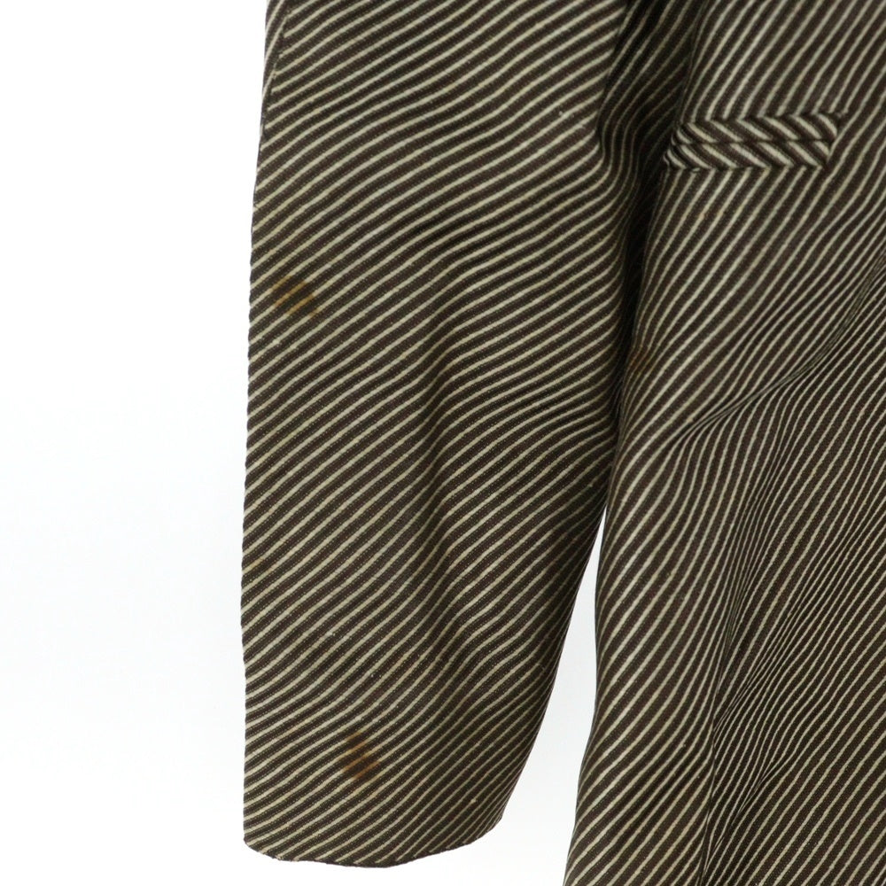 GIORGIO ARMANI(ジョルジオアルマーニ) BORGO 21 セットアップスーツ ストライプ総柄 アセテート リネン ピークドラペル 1B テーラードジャケット ノータックスラックスパンツ ブラウン 755285