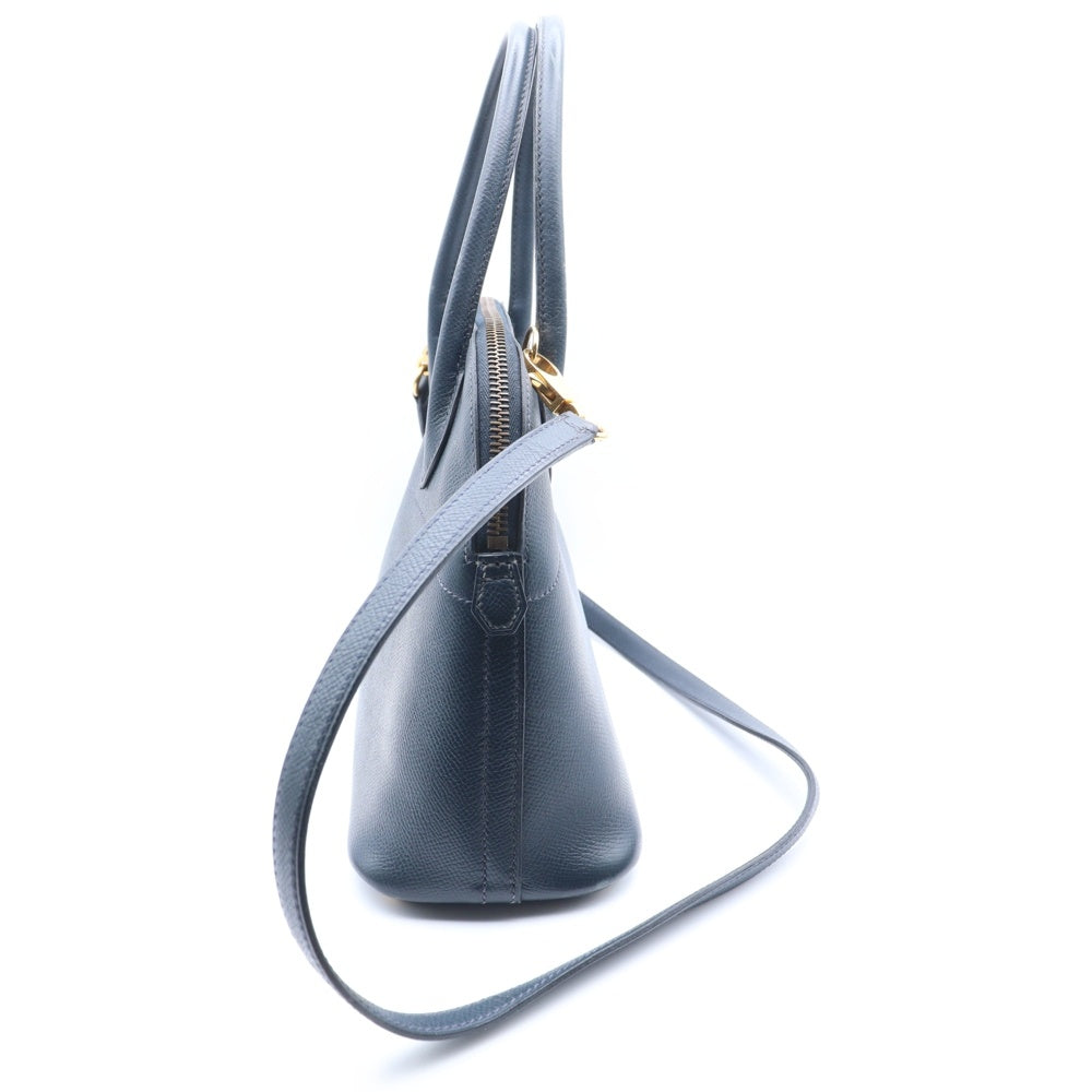 HERMES(エルメス) ポリード27 エプソン 2WAY レザーハンドバッグ ショルダーバッグ ネイビー 〇X刻印