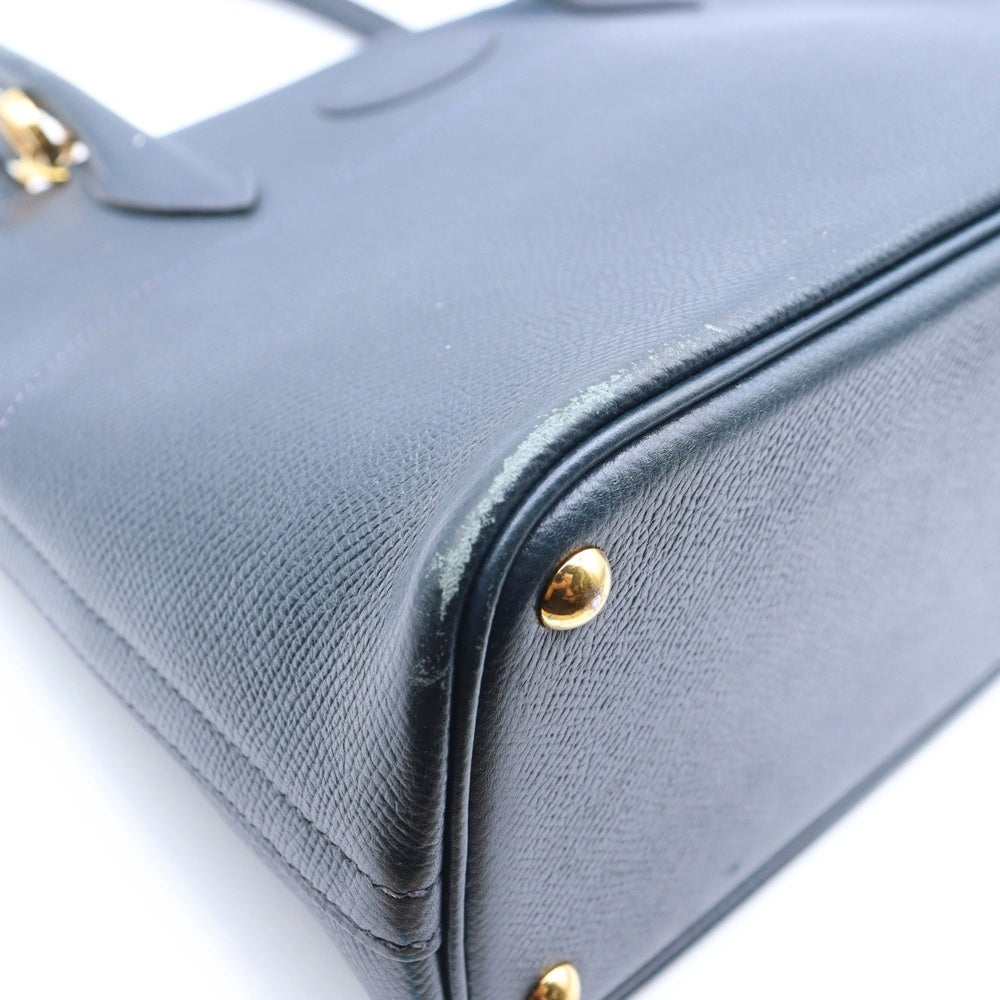 HERMES(エルメス) ポリード27 エプソン 2WAY レザーハンドバッグ ショルダーバッグ ネイビー 〇X刻印