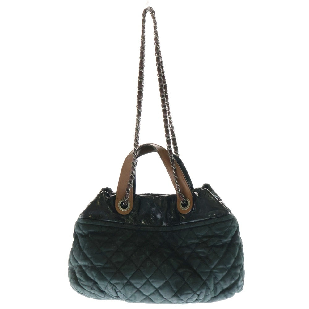 CHANEL(シャネル) ココマーク インザミックス 2WAY チェーンレザーショルダーバッグ ハンドバッグ ブラック/グリーン レディース