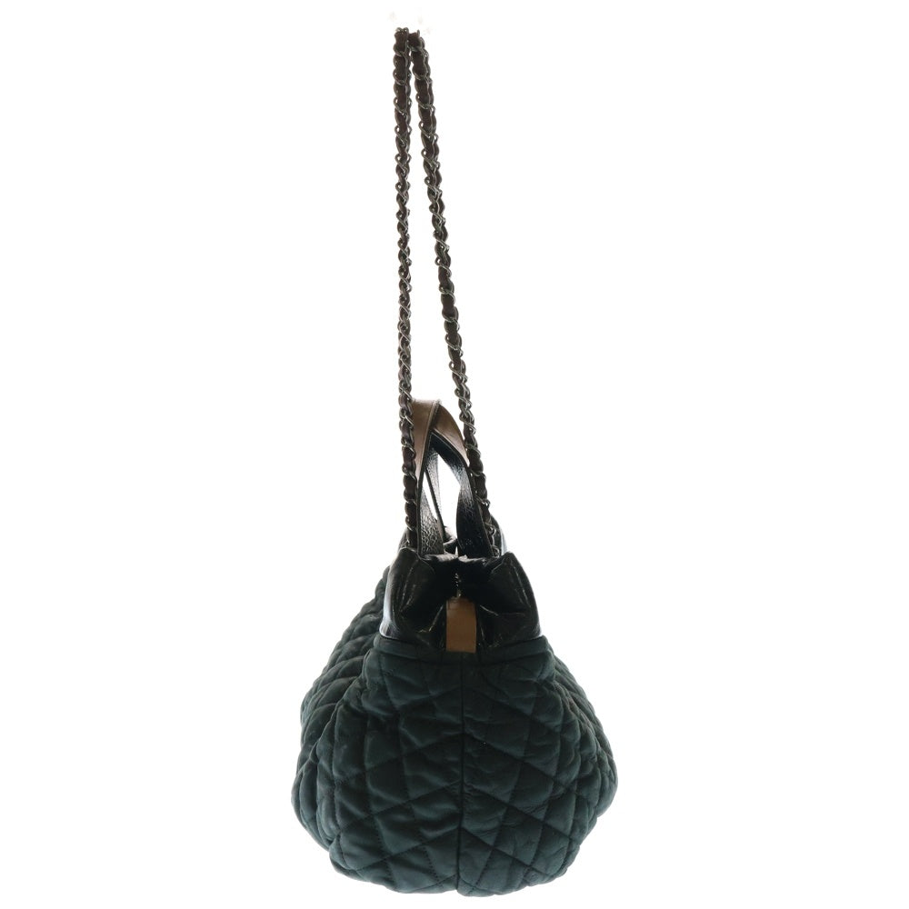 CHANEL(シャネル) ココマーク インザミックス 2WAY チェーンレザーショルダーバッグ ハンドバッグ ブラック/グリーン レディース