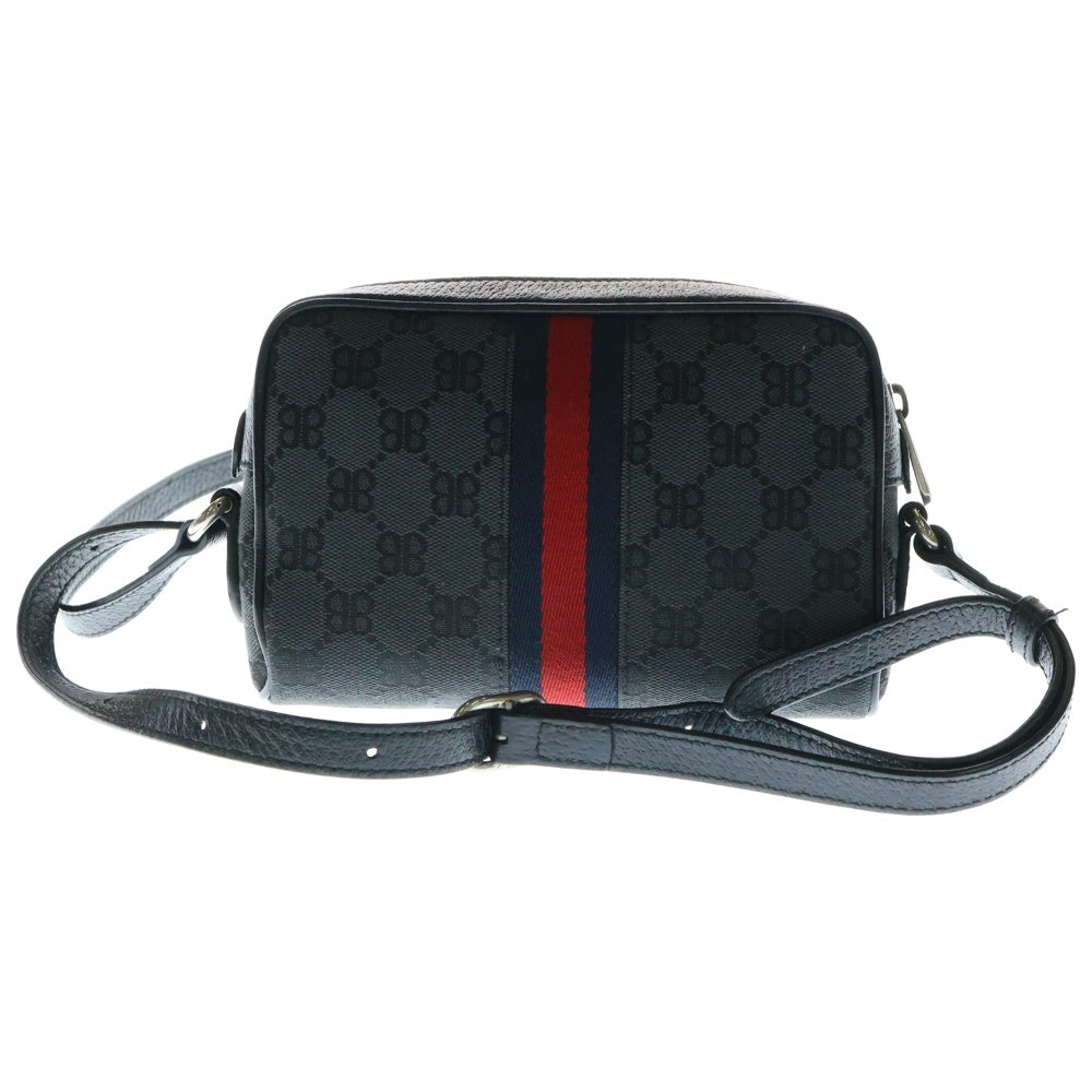 BALENCIAGA(バレンシアガ) ×GUCCI グッチ ザハッカー ショルダーバッグ カメラバッグ キャンバス×レザー ネイビー 680128