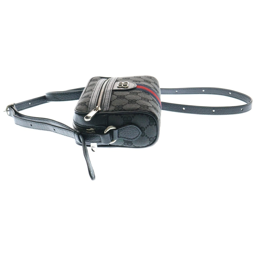 BALENCIAGA(バレンシアガ) ×GUCCI グッチ ザハッカー ショルダーバッグ カメラバッグ キャンバス×レザー ネイビー 680128