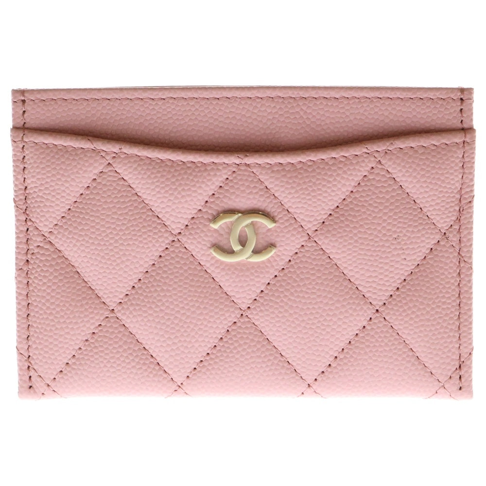 CHANEL(シャネル) マトラッセ クラシック カードケース ピンク キャビアスキン ゴールド金具