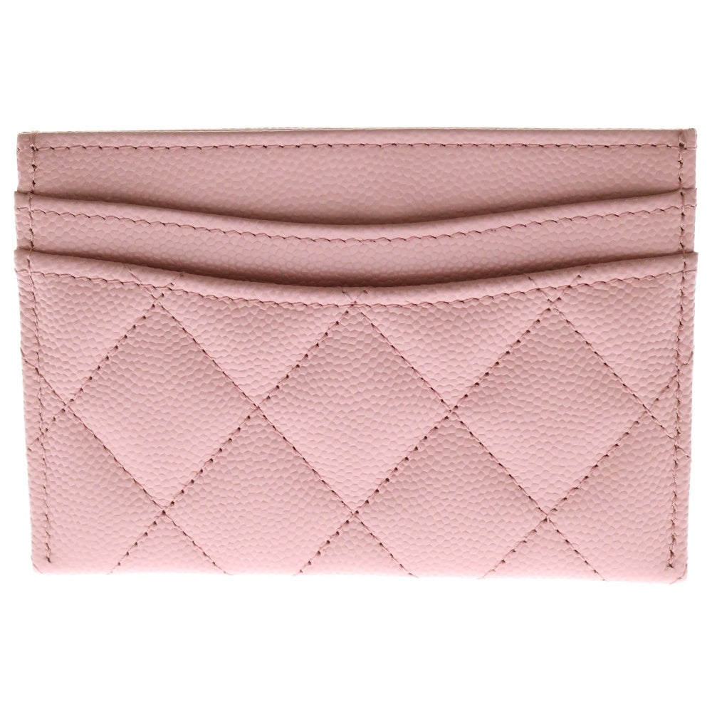 CHANEL(シャネル) マトラッセ クラシック カードケース ピンク キャビアスキン ゴールド金具