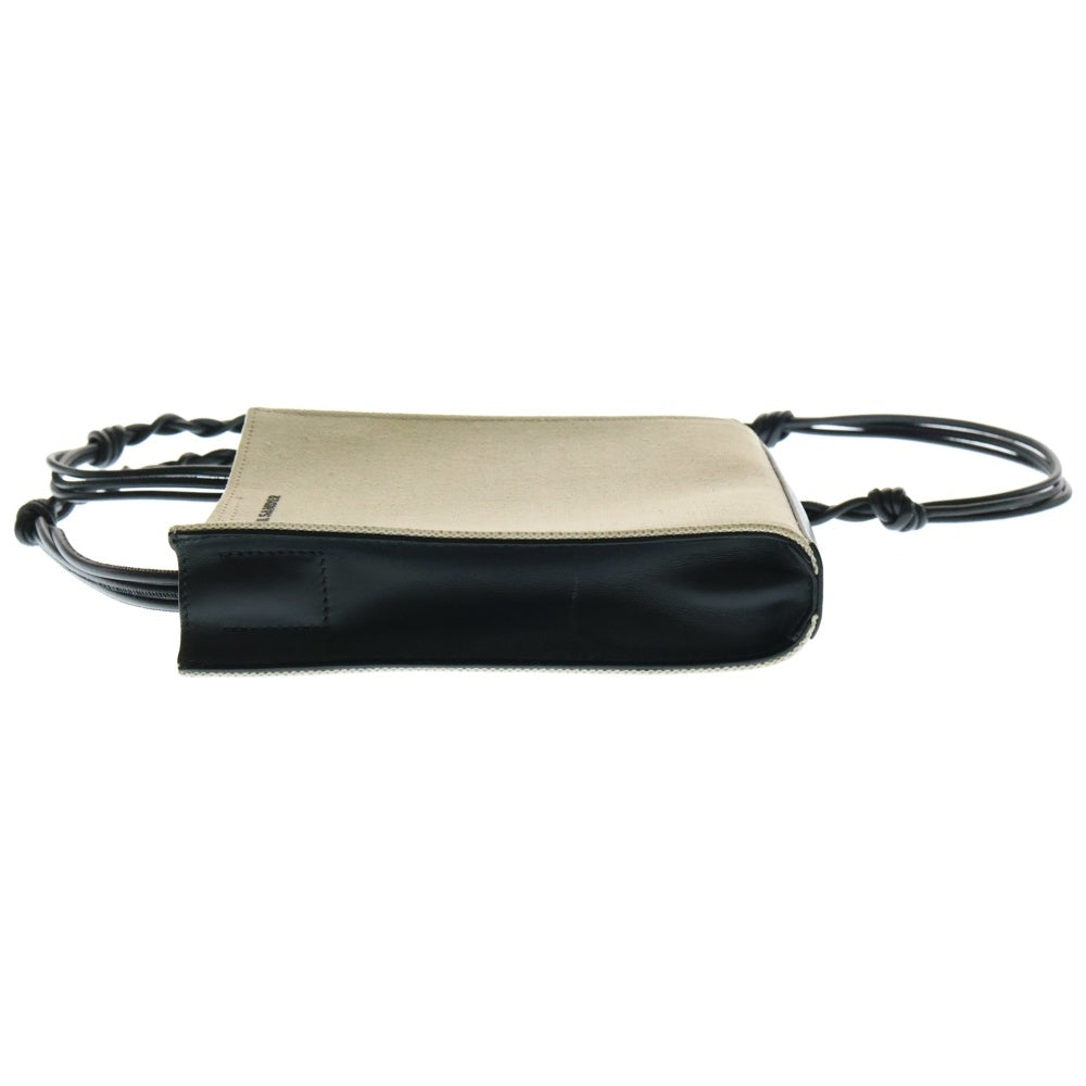 JIL SANDER NAVY(ジルサンダーネイビー) ショルダーバッグ フォンショルダー ミニバッグ ブラック×アイボリー レザー×キャンバス