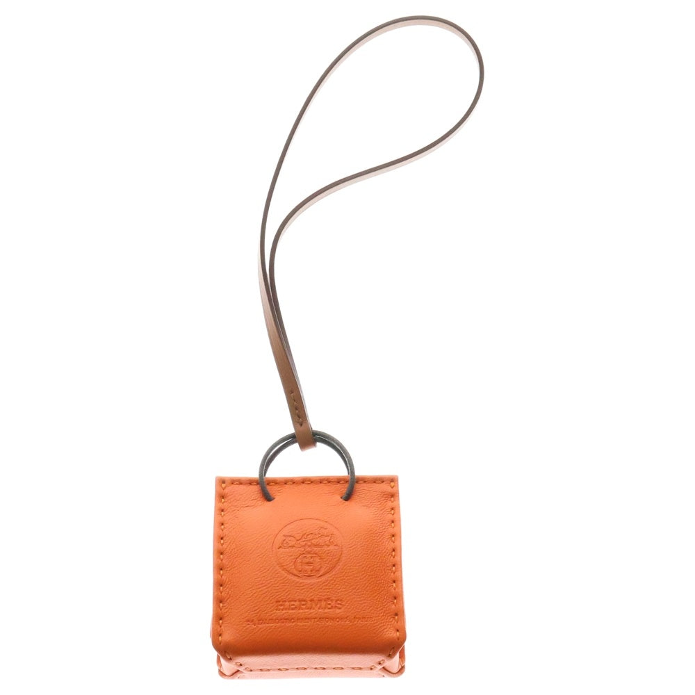 HERMES(エルメス) サックオランジュ アニョーミロ レザー ショッパー バッグチャーム アクセサリー オレンジ/ブラウン Y刻印