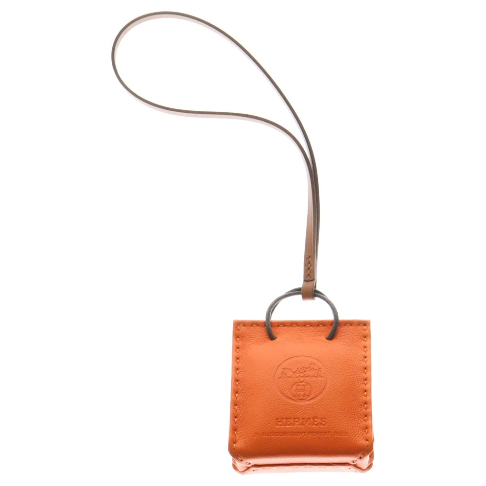 HERMES(エルメス) サックオランジュ アニョーミロ レザー ショッパー バッグチャーム アクセサリー オレンジ/ブラウン Y刻印