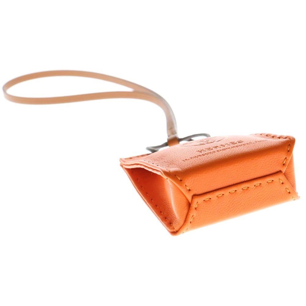 HERMES(エルメス) サックオランジュ アニョーミロ レザー ショッパー バッグチャーム アクセサリー オレンジ/ブラウン Y刻印