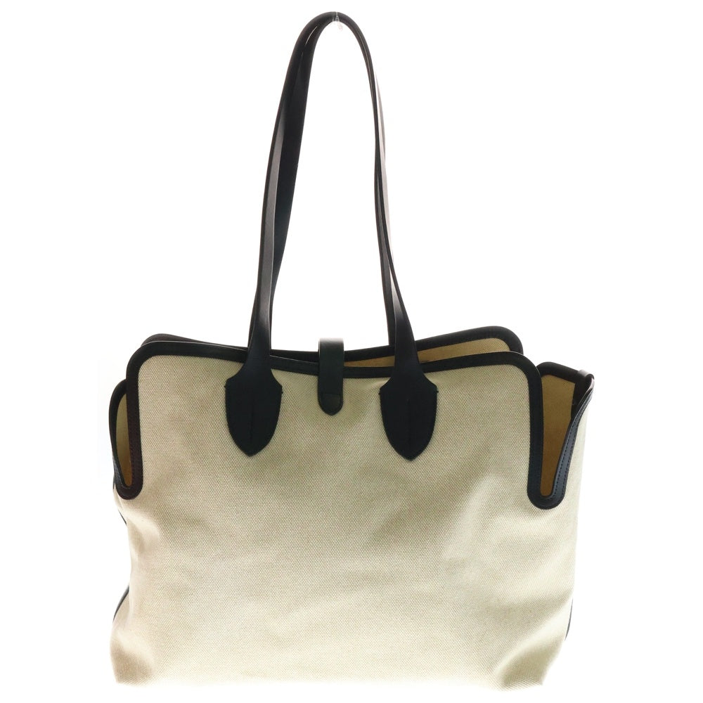 BURBERRY(バーバリー) ロゴ トートバッグ ハンドバッグ ベージュ キャンバス×レザー