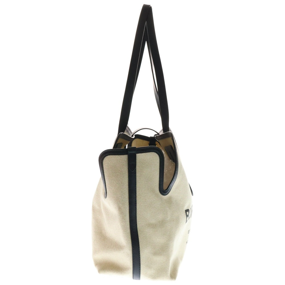 BURBERRY(バーバリー) ロゴ トートバッグ ハンドバッグ ベージュ キャンバス×レザー
