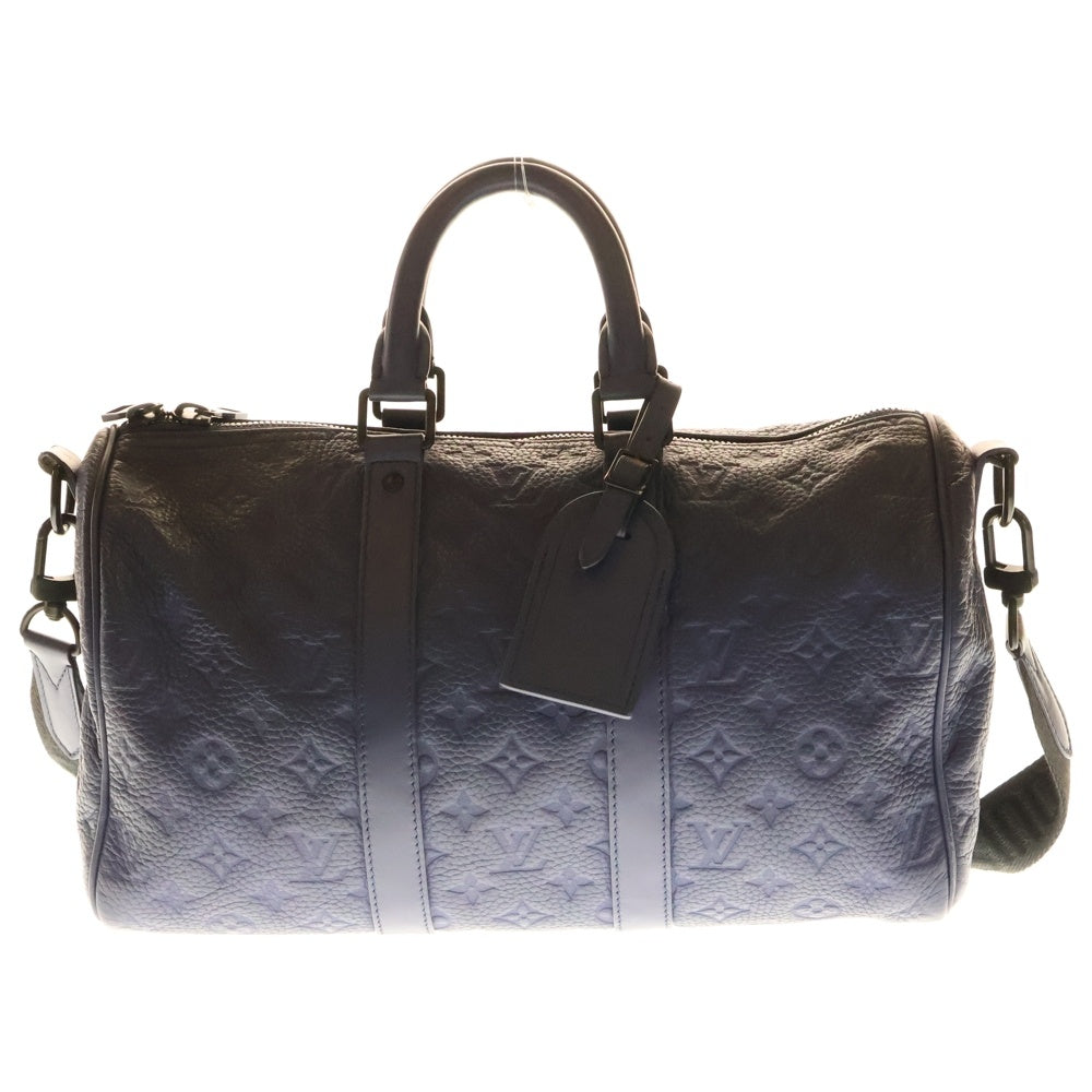 LOUIS VUITTON(ルイヴィトン) トリヨンモノグラム キーポル バンドリエール35 2WAYバッグ ハンドバッグ ボストンバッグ ショルダーバッグ ブルー ブラック金具 レザー M11691