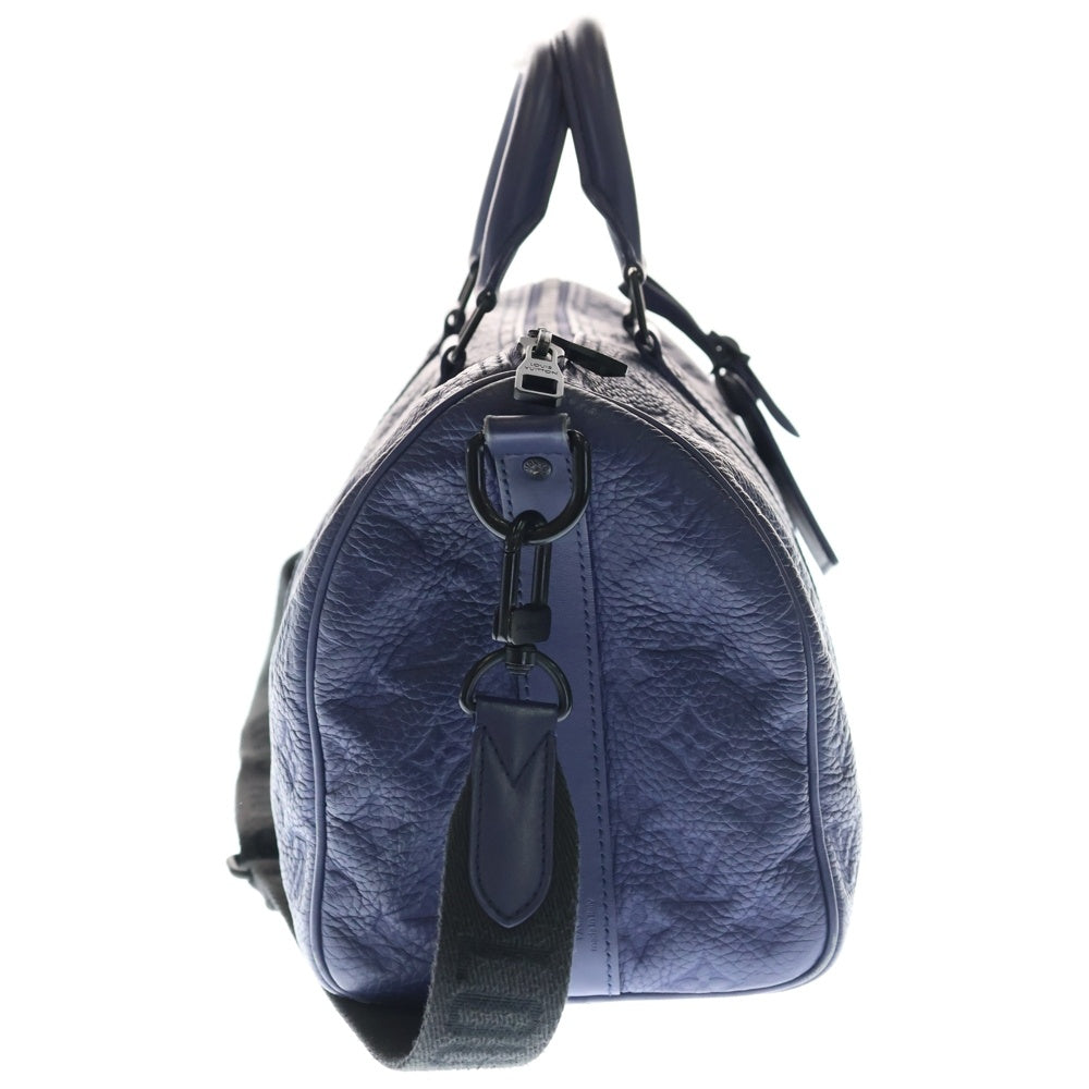 LOUIS VUITTON(ルイヴィトン) トリヨンモノグラム キーポル バンドリエール35 2WAYバッグ ハンドバッグ ボストンバッグ ショルダーバッグ ブルー ブラック金具 レザー M11691 レディース