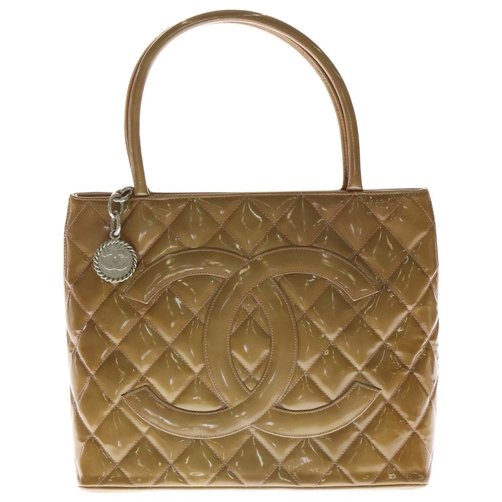 CHANEL(シャネル) 復刻トート ハンドバッグ ブラウン パテント シルバー金具