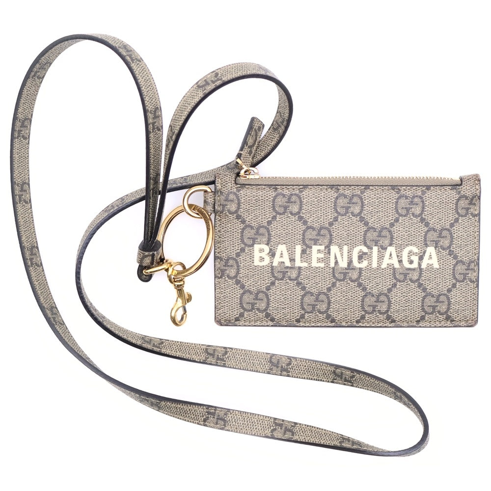 GUCCI(グッチ) グッチバレンシアガ フラグメントケース カードケース ゴールド金具 ベージュ 681706