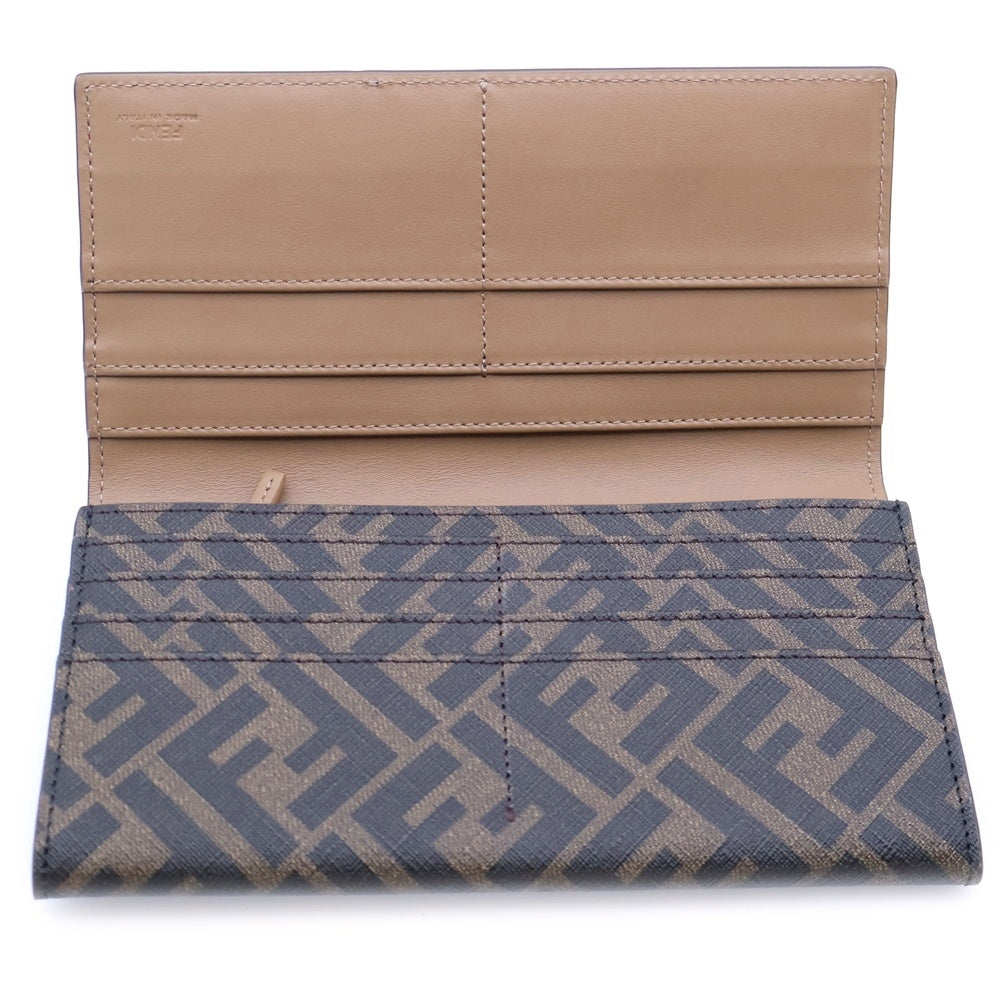 FENDI(フェンディ) ズッカ 二つ折り長財布 ロングウォレット カードケース ブラック×ブラウン PVC×レザー 7M0264