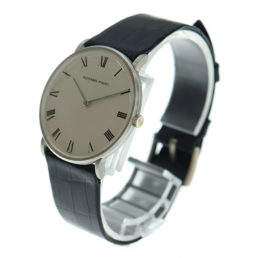 AUDEMARS PIGUET(オーデマ ピゲ) 6650 エクストラ フラット シルバー文字盤 WG×革/手巻き ホワイトゴールド 腕時計