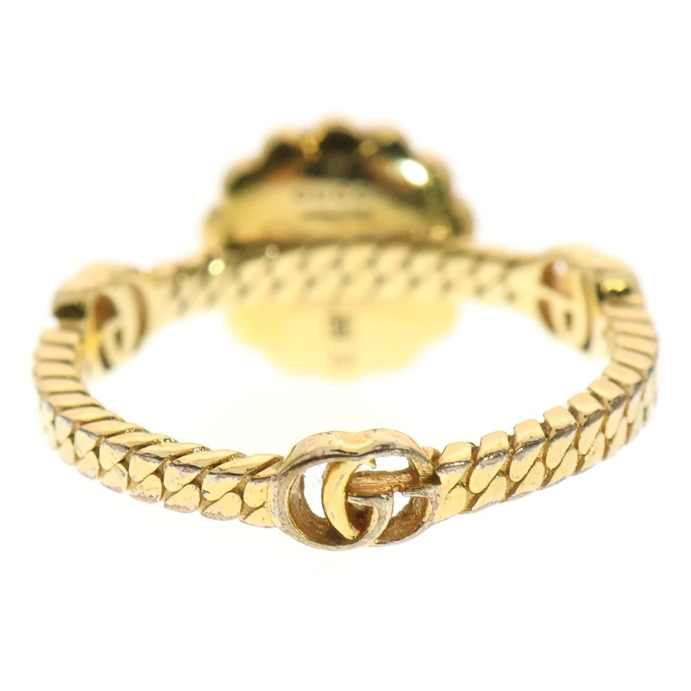 GUCCI(グッチ) ダブルG パール フラワー リング 指輪 ホワイト×ゴールド GP 702585