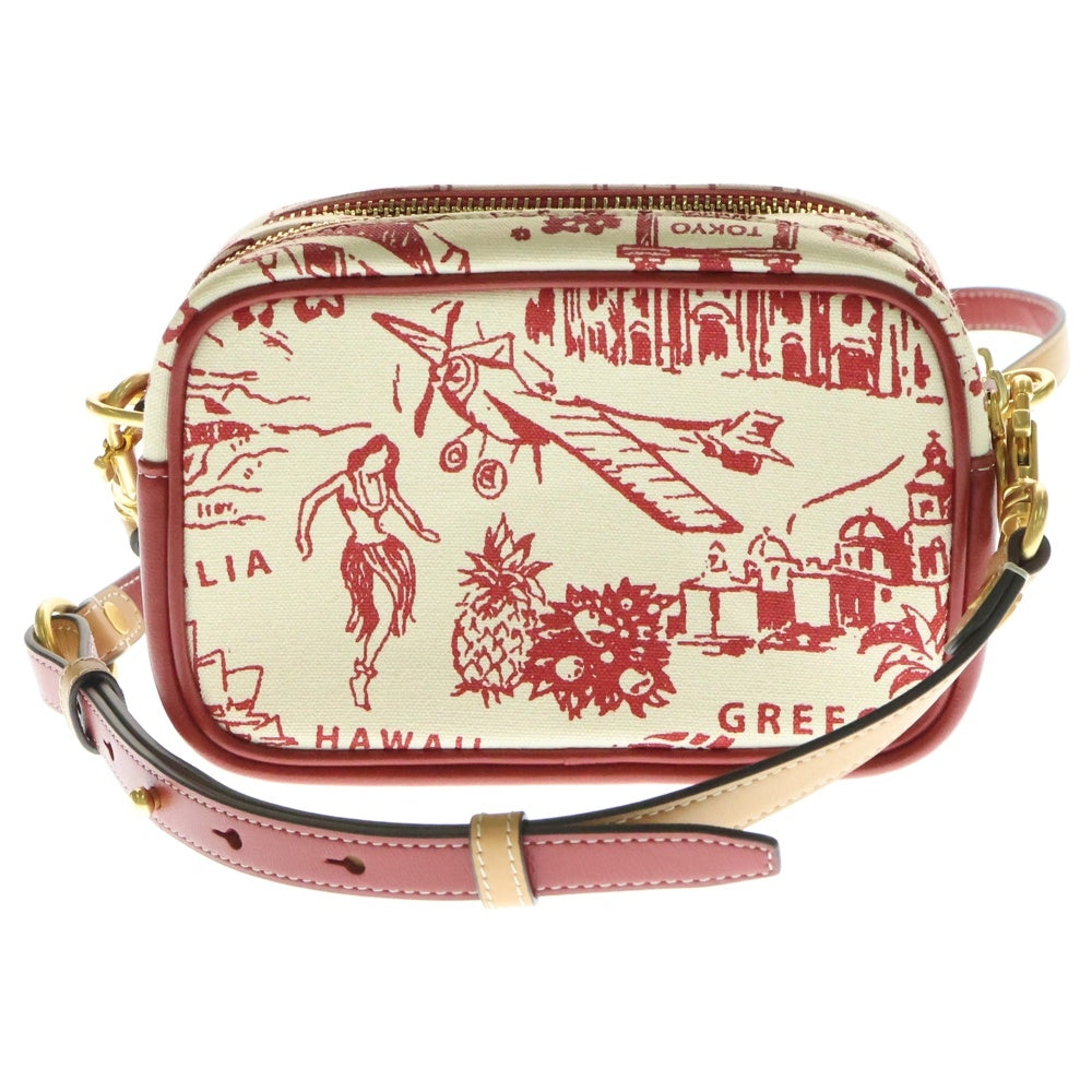 TORY BURCH(トリー バーチ) 2WAYバッグ ショルダーバッグ ミニバッグ ポーチ レッド×ホワイト キャンバス