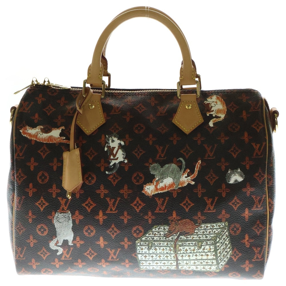 LOUIS VUITTON(ルイヴィトン) モノグラムキャット スピーディバンドリエール30 2WAYレザー ハンドバッグ ショルダーバッグ キャットグラム ブラウン M44401