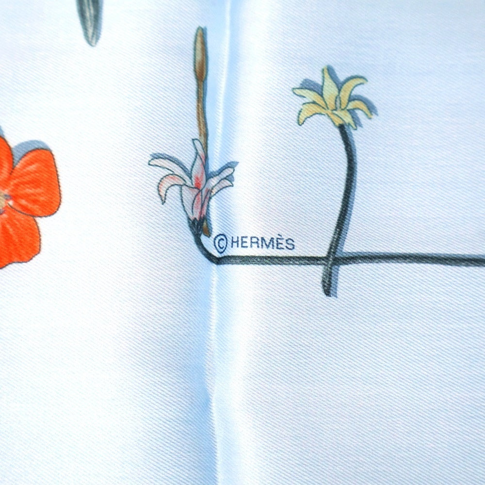 HERMES(エルメス) カレ70 I LIKE FLOWERS スカーフ ライトブルー