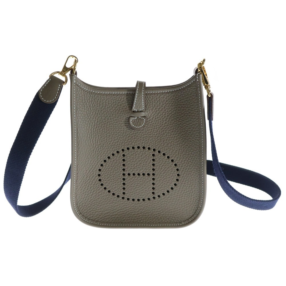 HERMES(エルメス) エブリンTPM アマゾン エトゥープ ブルーインディゴ トリヨンクレマンス レザー ショルダーバッグ ゴールド金具 ブラウン/ベージュ W刻印