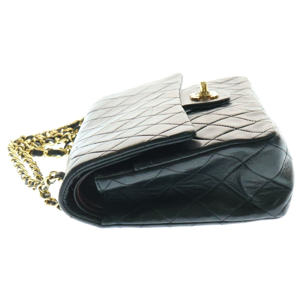 CHANEL(シャネル) マトラッセ25 ダブルフラップ ダブルチェーン ショルダーバッグ ハンドバッグ ブラック ラムスキン ゴールド金具