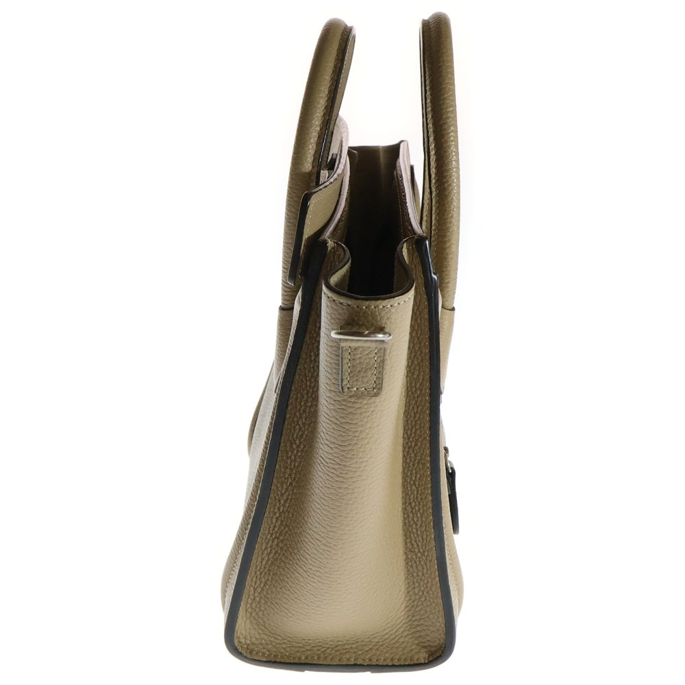 CELINE(セリーヌ) ラゲージ ナノショッパー デューン レザー 2WAY ハンド ショルダーバッグ シルバー金具 ベージュ 189243DRU