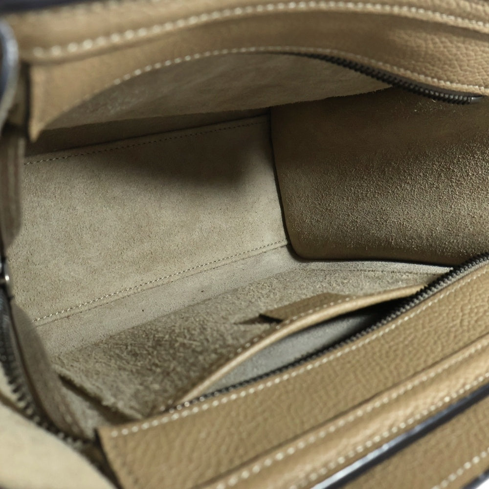 CELINE(セリーヌ) ラゲージ ナノショッパー デューン レザー 2WAY ハンド ショルダーバッグ シルバー金具 ベージュ 189243DRU