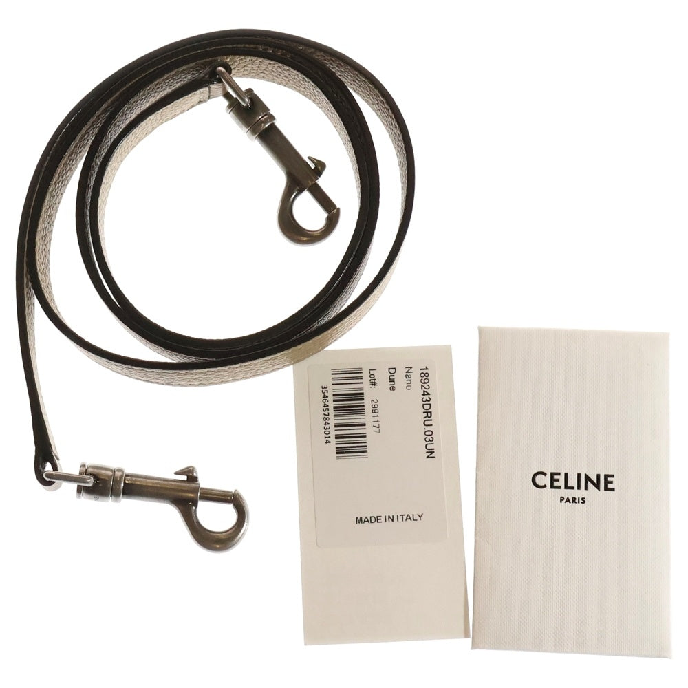 CELINE(セリーヌ) ラゲージ ナノショッパー デューン レザー 2WAY ハンド ショルダーバッグ シルバー金具 ベージュ 189243DRU