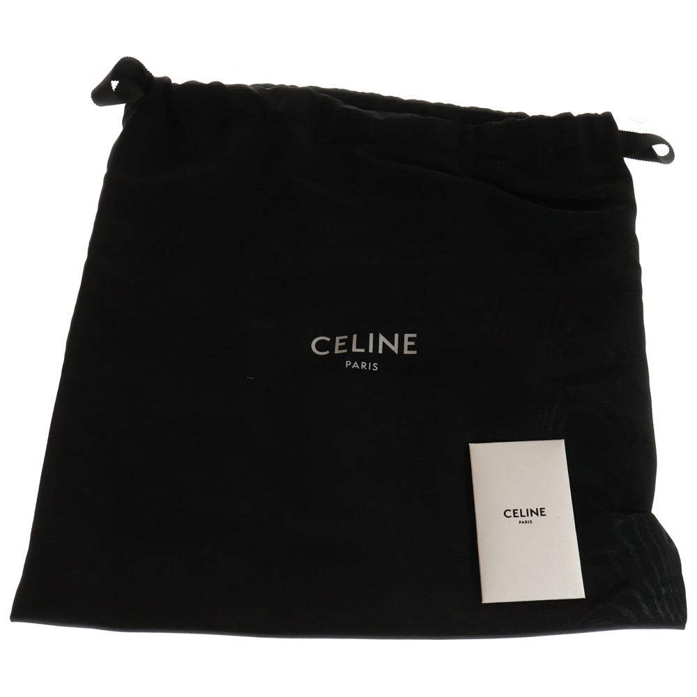 CELINE(セリーヌ) クラシックトリオンフ ロゴプレート キャンバス レザー ショルダーバッグ ゴールド金具 ネイビー/ブラウン 191242